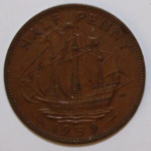 1959 halfpenny coin