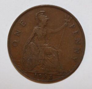 1935 one penny coin