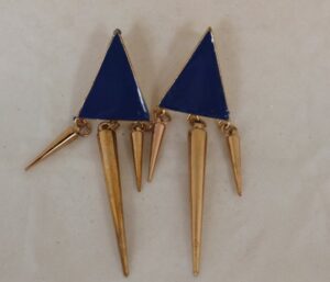 blue triangle earrings