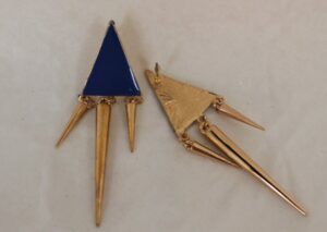 blue triangle earrings