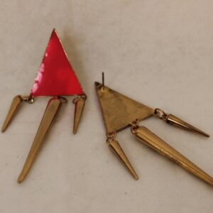 triangle gold and red earrings