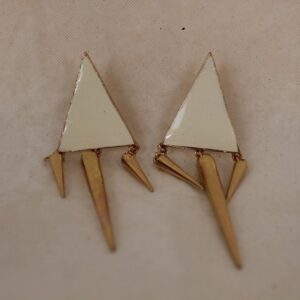 white triangle earrings