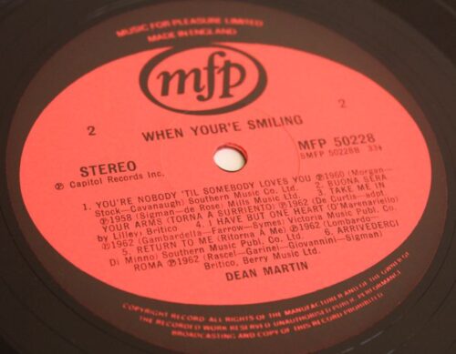 dean martin when you are smiling 33" vinyl album