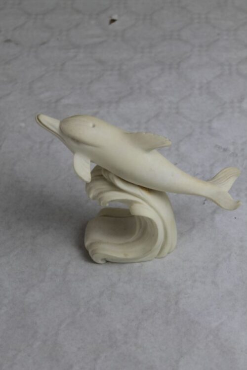 cream stone dolphin ornament