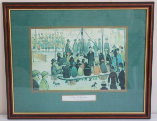 Print of the 1936 work by L.S. Lowry: Laying a Foundation. 