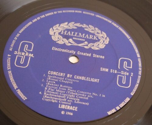 Liberace concert by candlelight 33" vinyl album