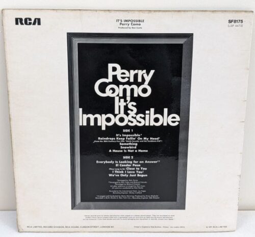 perry como it's impossible 33" vinyl album