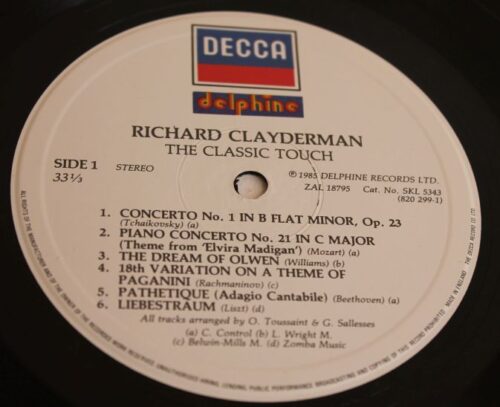 Richard clayderman the classic tough vinyl 33"