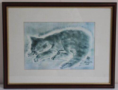 sleeping cat framed artwork troujita