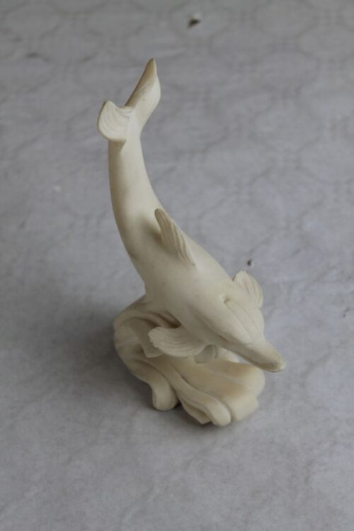 cream stone dolphin ornament