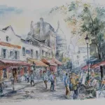 Set of Five Watercolor Prints of Paris made by Legai