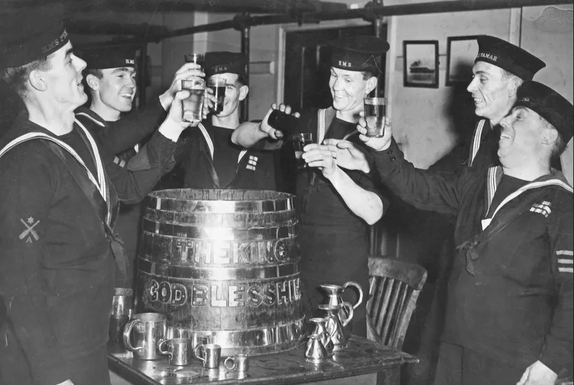 Sailors enjoying their rum ration