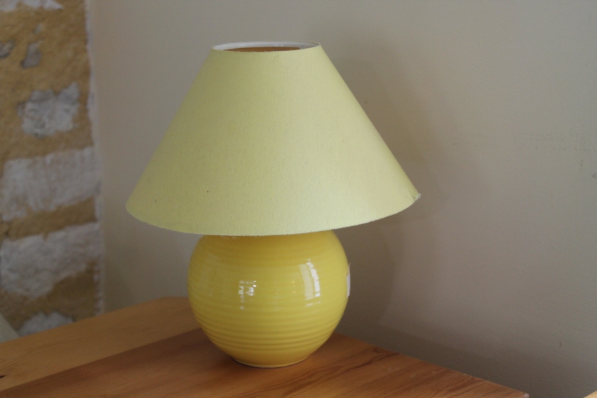 bedside lamp; table lamp; yellow table lamp; small lamp;