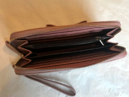 Pink wallet inside