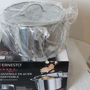 large steel ernesto pot with glass lid brand new