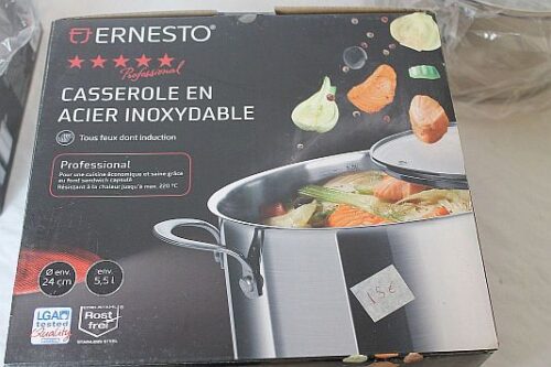 large steel ernesto pot with glass lid brand new BOX