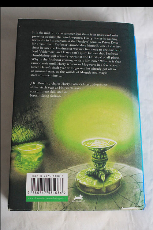 Picture of the back of the book Harry Potter and the half-blood prince