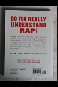 The back of the book Understand Rap: Explanations of Confusing Rap Lyrics You & Your Grandma Can Understand by William Buckholz